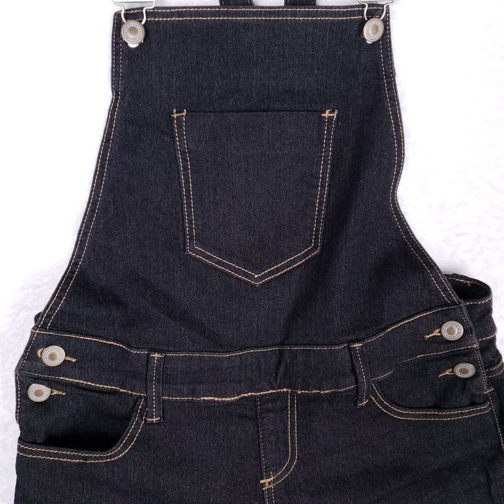 Papaya Jeans Denim Overall Shorts Womens M Dark Wash Adjustable Straps Y2K Indie - Picture 2 of 10